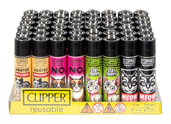 Clipper Feuerzeuge groß 48er Display Sprüche Katzen 2